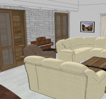 简约风格室内客厅沙发SU模型下载_sketchup草图大师SKP模型