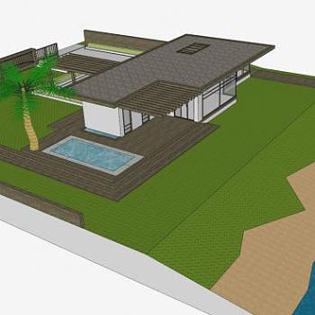 现代度假别墅SU模型下载_sketchup草图大师SKP模型