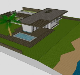 现代度假别墅SU模型下载_sketchup草图大师SKP模型