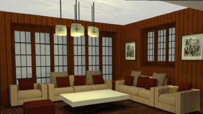 现代中式风格客厅室内SU模型下载_sketchup草图大师SKP模型