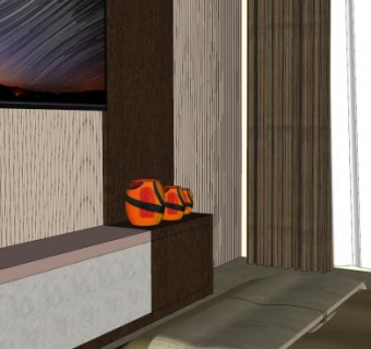 酒店房间现代客厅SU模型下载_sketchup草图大师SKP模型