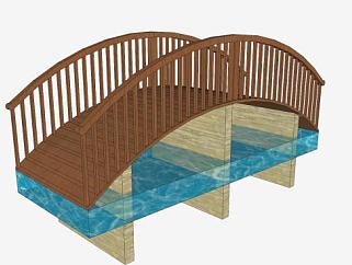 木拱桥建筑SU模型下载_sketchup草图大师SKP模型