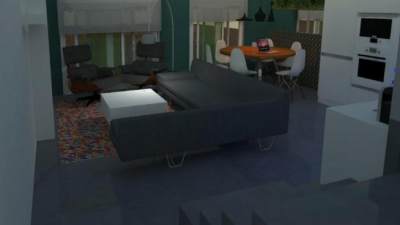 低层阁楼客厅家具SU模型下载_sketchup草图大师SKP模型