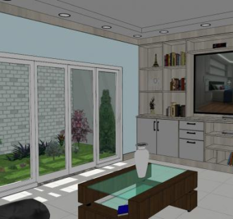 时尚简约客厅SU模型下载_sketchup草图大师SKP模型