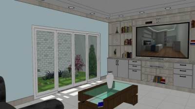 时尚简约客厅SU模型下载_sketchup草图大师SKP模型