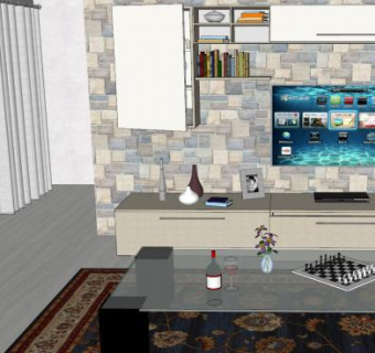 豪华简约客厅装修SU模型下载_sketchup草图大师SKP模型