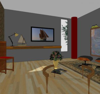 休息室内客厅SU模型下载_sketchup草图大师SKP模型