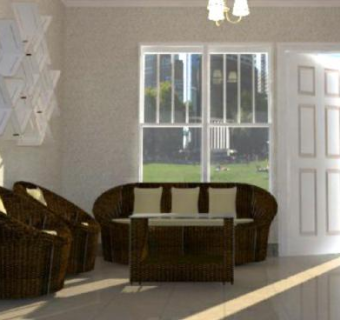 现代简欧客厅装修SU模型下载_sketchup草图大师SKP模型