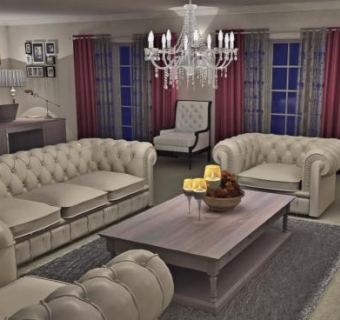 欧式室内家具客厅SU模型下载_sketchup草图大师SKP模型