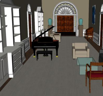 白宫内部中央客厅SU模型下载_sketchup草图大师SKP模型