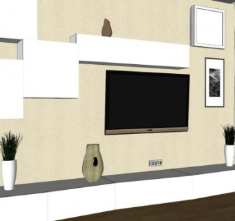 现代水利客厅装修SU模型下载_sketchup草图大师SKP模型