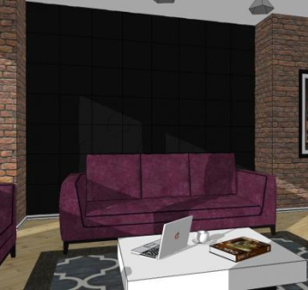 简约都市客厅SU模型下载_sketchup草图大师SKP模型