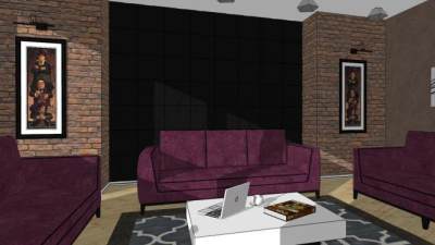 简约都市客厅SU模型下载_sketchup草图大师SKP模型