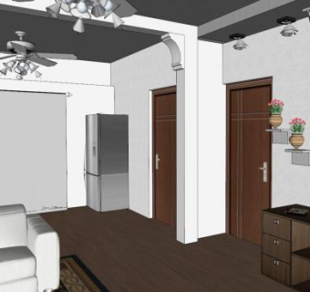 现代室内客厅家居装修SU模型下载_sketchup草图大师SKP模型