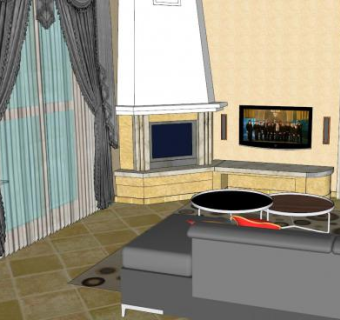 休闲萨拉客厅SU模型下载_sketchup草图大师SKP模型