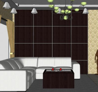 现代简约室内客厅装修SU模型下载_sketchup草图大师SKP模型