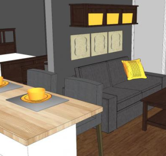 现代小木屋客厅SU模型下载_sketchup草图大师SKP模型