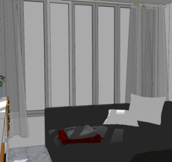 现代客厅房间装修SU模型下载_sketchup草图大师SKP模型