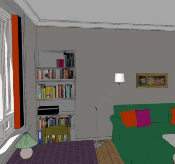 公寓绿色沙发客厅SU模型下载_sketchup草图大师SKP模型