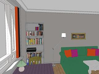 公寓绿色沙发客厅SU模型下载_sketchup草图大师SKP模型