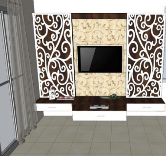 传统风格中式客厅SU模型下载_sketchup草图大师SKP模型