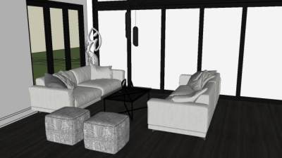 休闲厅办公客厅SU模型下载_sketchup草图大师SKP模型