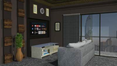 公寓式现代木材客厅SU模型下载_sketchup草图大师SKP模型