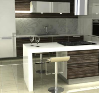 现代风格室内厨房SU模型下载_sketchup草图大师SKP模型