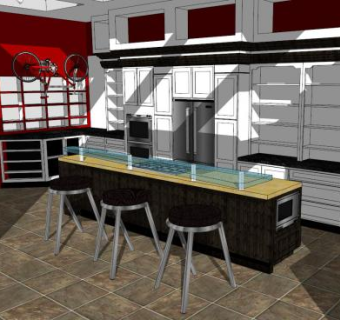 简约风格厨房装修SU模型下载_sketchup草图大师SKP模型