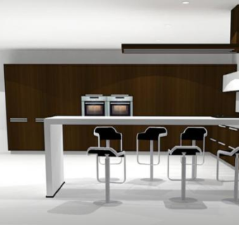现代化厨房装修SU模型下载_sketchup草图大师SKP模型