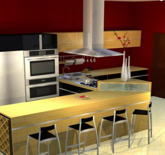 现代室内厨房装修SU模型下载_sketchup草图大师SKP模型