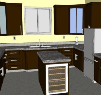 现代风格U型室内厨房SU模型下载_sketchup草图大师SKP模型