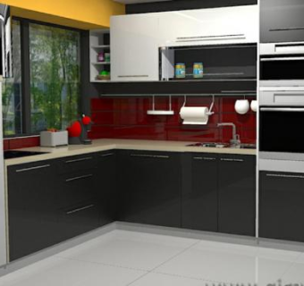 现代阿尔梅里亚厨房SU模型下载_sketchup草图大师SKP模型