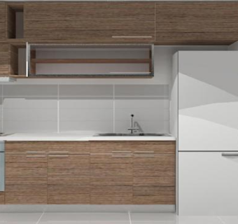 简约板式L型厨房SU模型下载_sketchup草图大师SKP模型