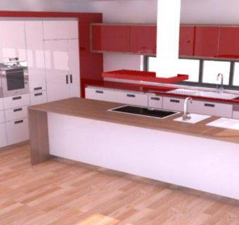 现代化岛型厨房SU模型下载_sketchup草图大师SKP模型