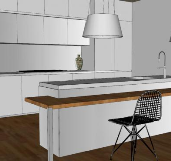 现代厨房简约家具SU模型下载_sketchup草图大师SKP模型