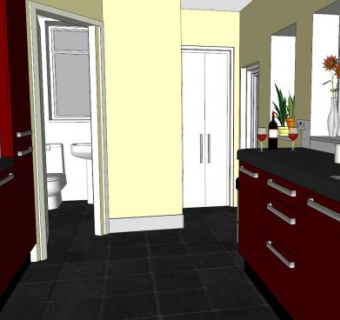 现代红色厨房装修SU模型下载_sketchup草图大师SKP模型