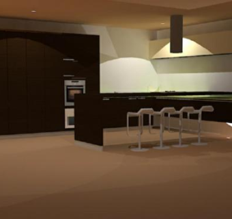 现代岛型休闲厨房SU模型下载_sketchup草图大师SKP模型