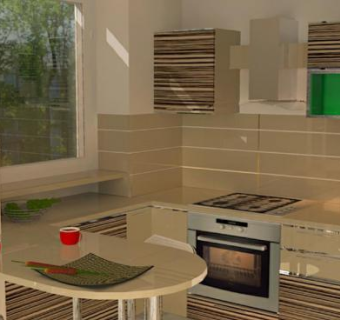 地中海U型厨房装修SU模型下载_sketchup草图大师SKP模型