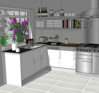 宜家风格室内厨房SU模型下载_sketchup草图大师SKP模型