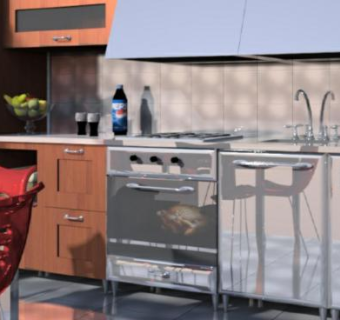 工业风格室内厨房装修SU模型下载_sketchup草图大师SKP模型