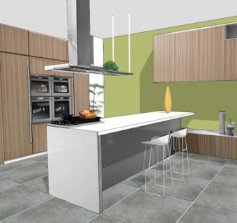 田园风格室内厨房SU模型下载_sketchup草图大师SKP模型