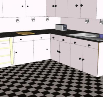 现代化简约厨房SU模型下载_sketchup草图大师SKP模型