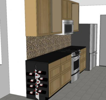 宜家厨房装修SU模型下载_sketchup草图大师SKP模型