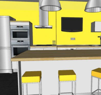 现代厨房家具室内装修SU模型下载_sketchup草图大师SKP模型