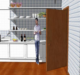 宜家简约厨房家具SU模型下载_sketchup草图大师SKP模型