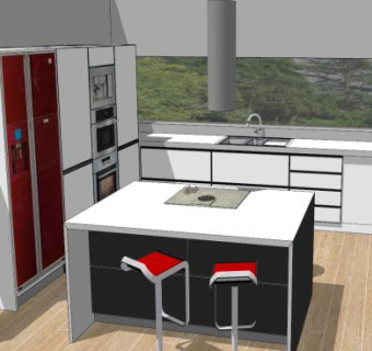 简约寓言风格室内厨房SU模型下载_sketchup草图大师SKP模型