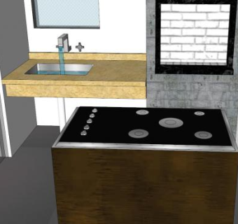 老式复古厨房家具装修SU模型下载_sketchup草图大师SKP模型