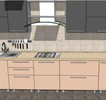 简约一体化橱柜厨房SU模型下载_sketchup草图大师SKP模型