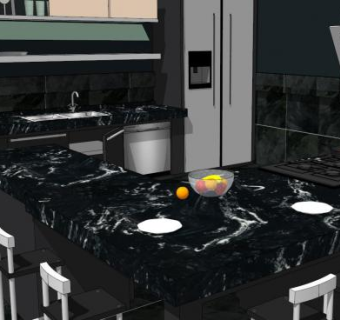 现代时尚室内厨房SU模型下载_sketchup草图大师SKP模型